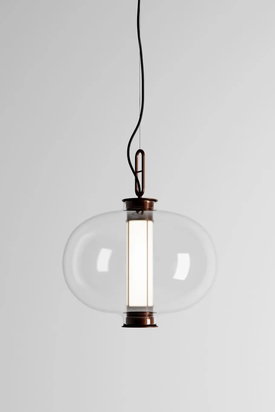 Clearance Pamono Bronze and Transparent Glass Bai T Di Di Pendant Lamp by Parachilna
