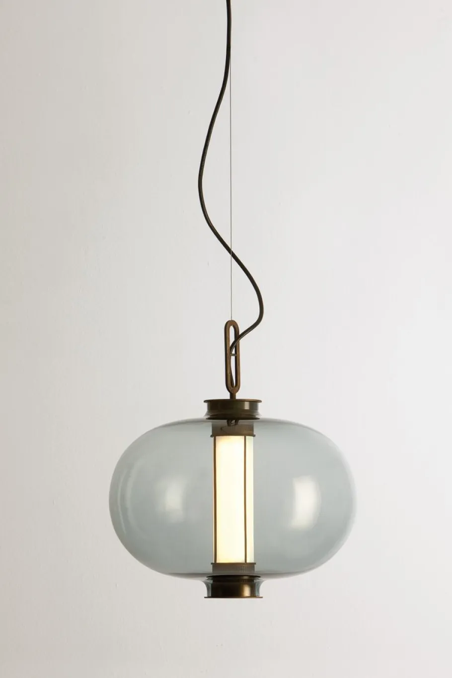 Clearance Pamono Bronze and Transparent Glass Bai T Di Di Pendant Lamp by Parachilna