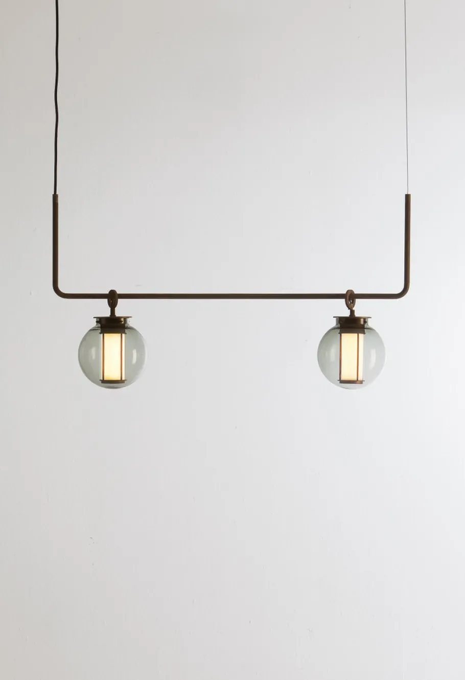 Clearance Pamono Bronze and Transparent Glass Bai T Di Di Pendant Lamp by Parachilna