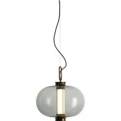New Pamono Bronze and Transparent Glass Bai T Ma Ma Pendant Lamp by Parachilna