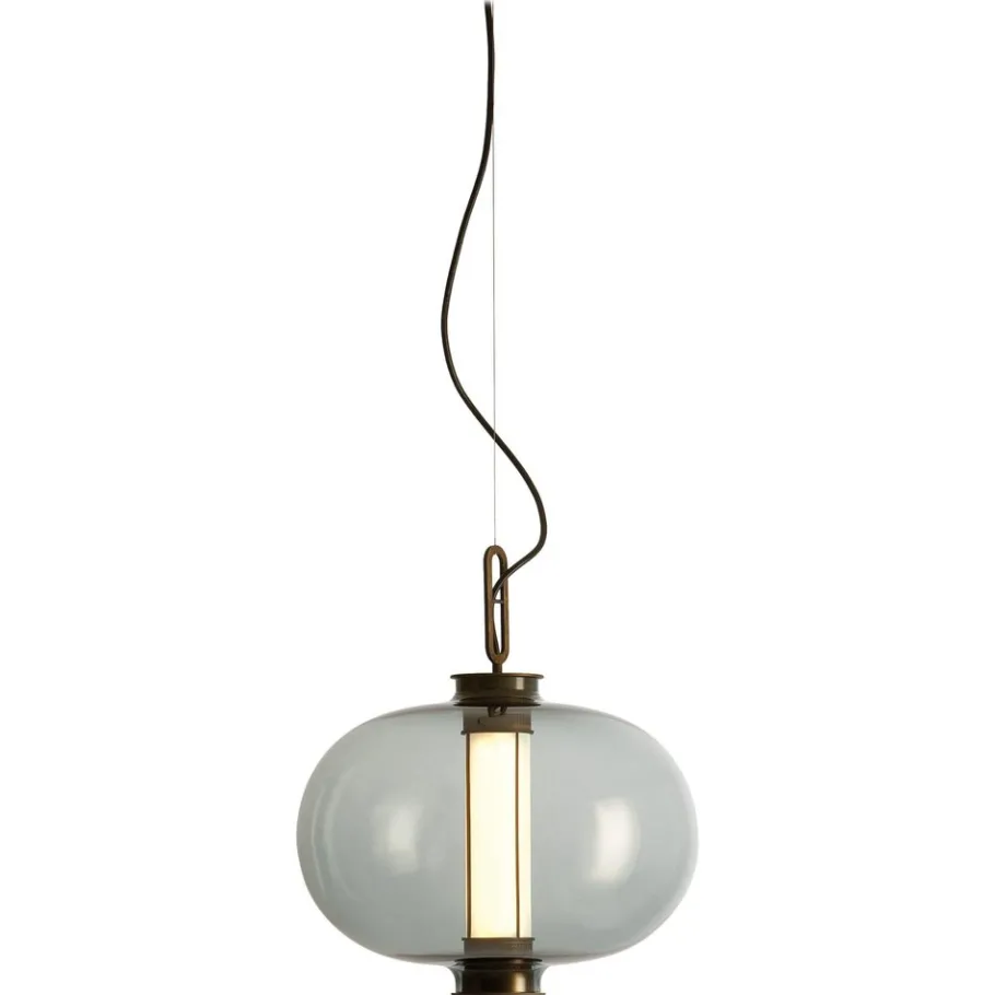 New Pamono Bronze and Transparent Glass Bai T Ma Ma Pendant Lamp by Parachilna