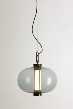New Pamono Bronze and Transparent Glass Bai T Ma Ma Pendant Lamp by Parachilna