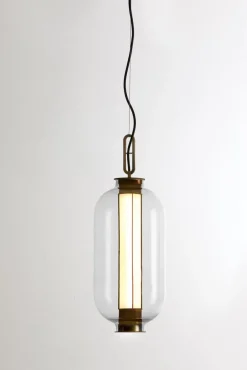 New Pamono Bronze and Transparent Glass Bai T Ma Ma Pendant Lamp by Parachilna