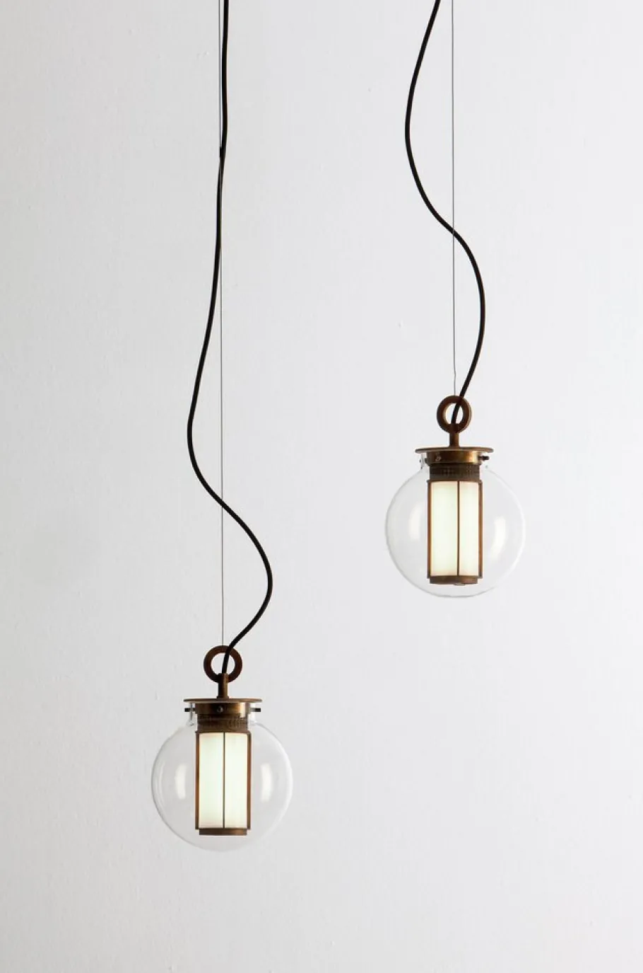 New Pamono Bronze and Transparent Glass Bai T Ma Ma Pendant Lamp by Parachilna