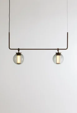 New Pamono Bronze and Transparent Glass Bai T Ma Ma Pendant Lamp by Parachilna