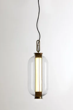 Clearance Pamono Bronze and Transparent Glass Bai T Ba Ba Pendant Lamp by Parachilna