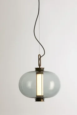 Clearance Pamono Bronze and Transparent Glass Bai T Ba Ba Pendant Lamp by Parachilna