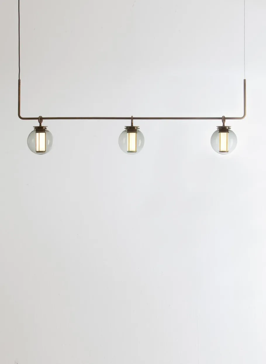 Clearance Pamono Bronze and Transparent Glass Bai T Ba Ba Pendant Lamp by Parachilna