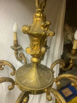 Online Pamono Bronze 8-Arm Chandelier, 1920s