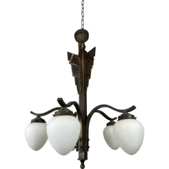 Best Pamono Bronze Art Deco Hanging Lamp, 1930s