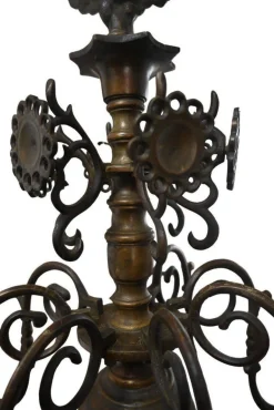 New Pamono Bronze Candle Chandelier with Eight Arms