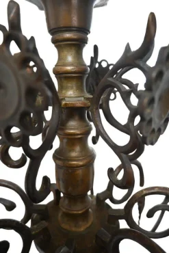 New Pamono Bronze Candle Chandelier with Eight Arms
