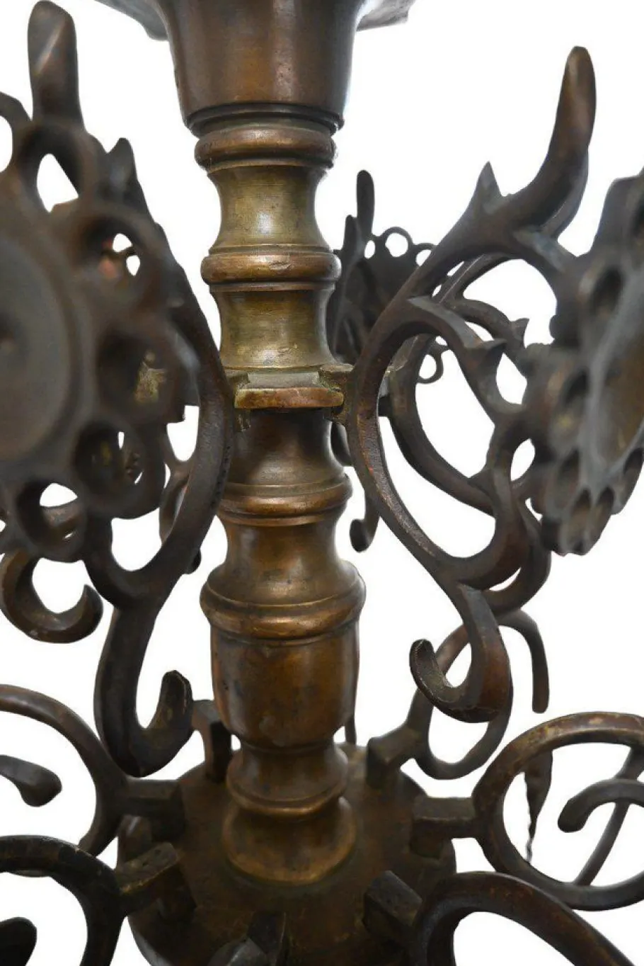 New Pamono Bronze Candle Chandelier with Eight Arms