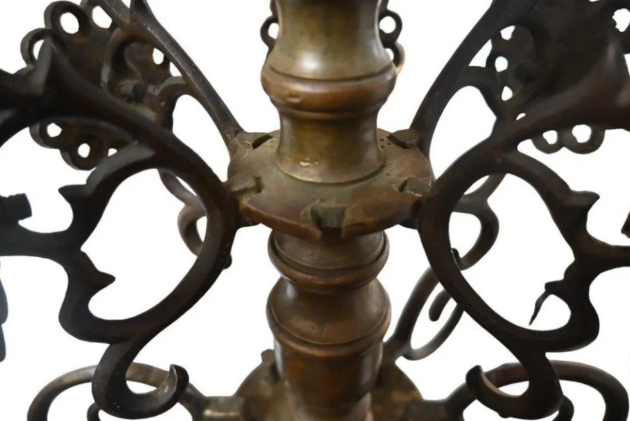 New Pamono Bronze Candle Chandelier with Eight Arms