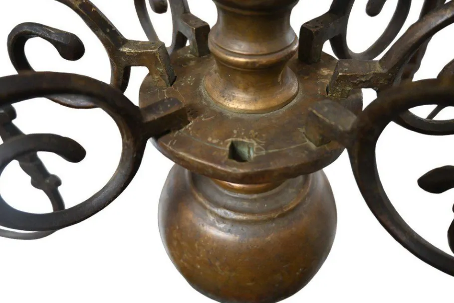 New Pamono Bronze Candle Chandelier with Eight Arms