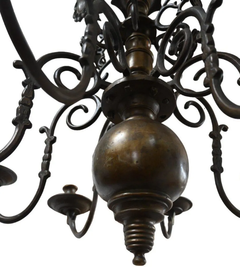 New Pamono Bronze Candle Chandelier with Eight Arms