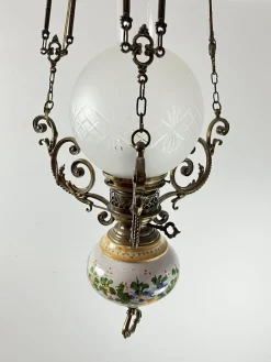 Discount Pamono Bronze, Ceramic and Glass Hanging Light, Italy, 1950s