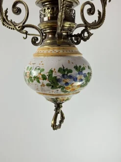 Discount Pamono Bronze, Ceramic and Glass Hanging Light, Italy, 1950s