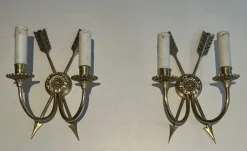 Clearance Pamono Bronze Crossed Arrow Wall Lights, Set of 2