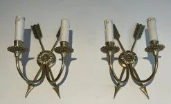 Clearance Pamono Bronze Crossed Arrow Wall Lights, Set of 2