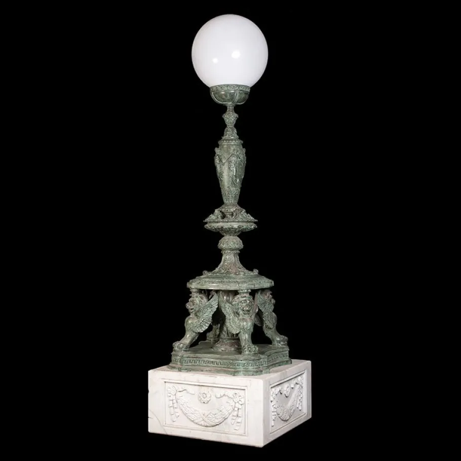 Outlet Pamono Bronze Lamps on Marble Base, 1980s, Set of 2