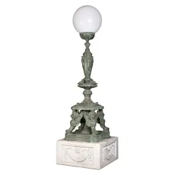 Outlet Pamono Bronze Lamps on Marble Base, 1980s, Set of 2