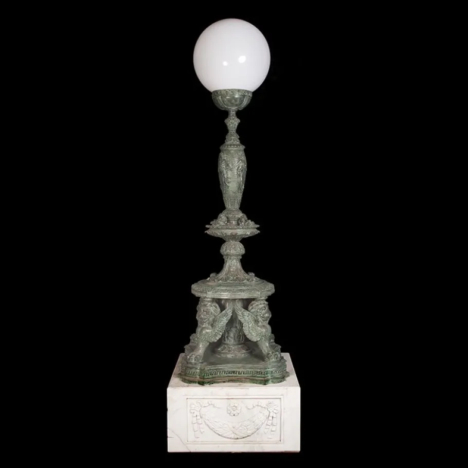 Outlet Pamono Bronze Lamps on Marble Base, 1980s, Set of 2