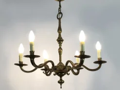 Hot Pamono Bronze 6-Light Chandelier, 1970s