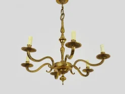 Hot Pamono Bronze 6-Light Chandelier, 1970s