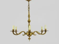 Hot Pamono Bronze 6-Light Chandelier, 1970s