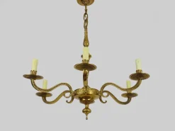 Hot Pamono Bronze 6-Light Chandelier, 1970s