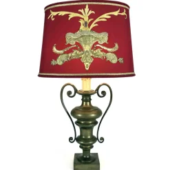 Online Pamono Bronze Living Room Lamp with Antique Embroidery, 1950s