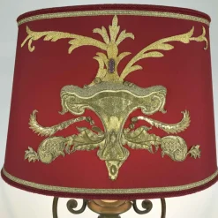 Online Pamono Bronze Living Room Lamp with Antique Embroidery, 1950s