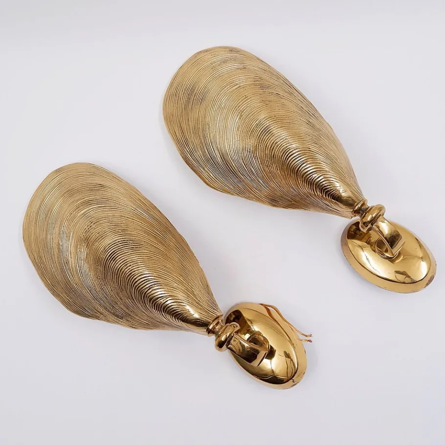 New Pamono Bronze Mussel Shell Sconces from Maison Jansen, 1970s, Set of 2