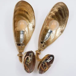 New Pamono Bronze Mussel Shell Sconces from Maison Jansen, 1970s, Set of 2