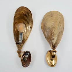 New Pamono Bronze Mussel Shell Sconces from Maison Jansen, 1970s, Set of 2