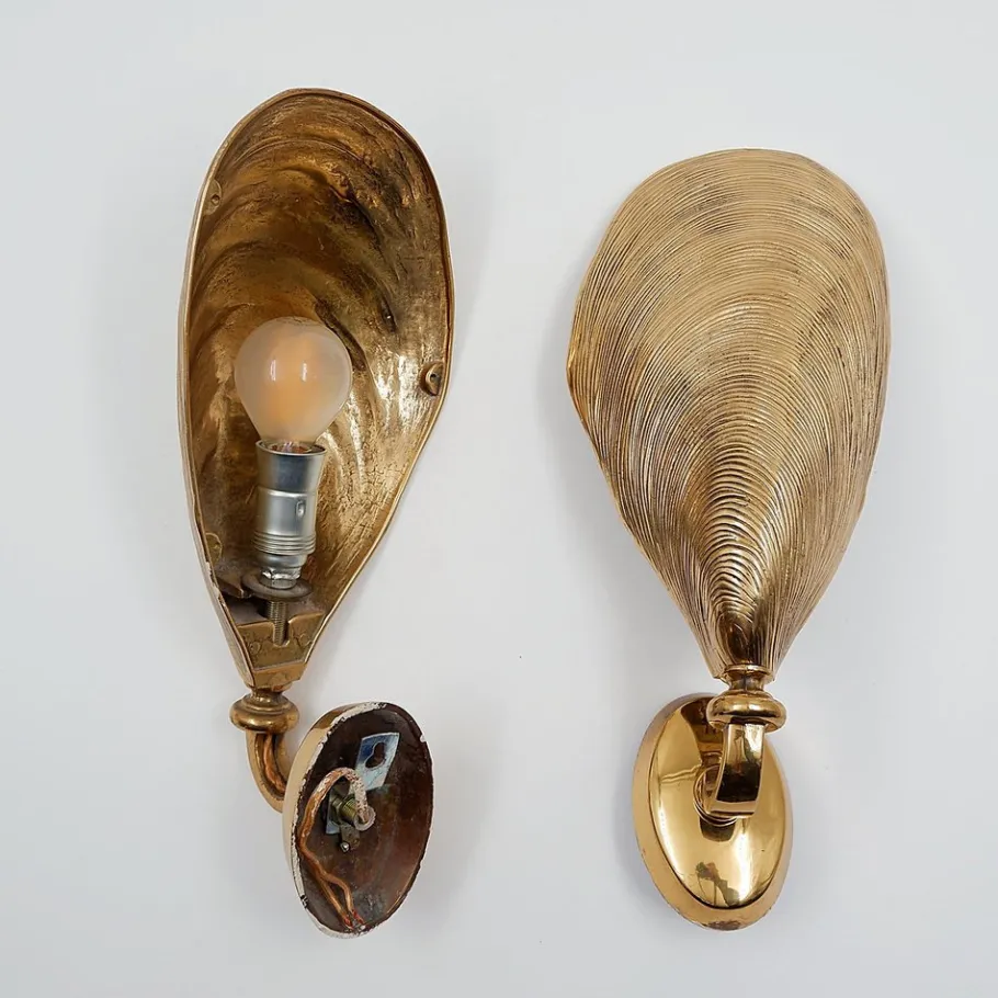 New Pamono Bronze Mussel Shell Sconces from Maison Jansen, 1970s, Set of 2