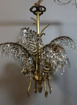 Discount Pamono Bronze Palm Tree Chandelier, 1890s