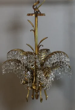 Discount Pamono Bronze Palm Tree Chandelier, 1890s