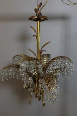 Discount Pamono Bronze Palm Tree Chandelier, 1890s