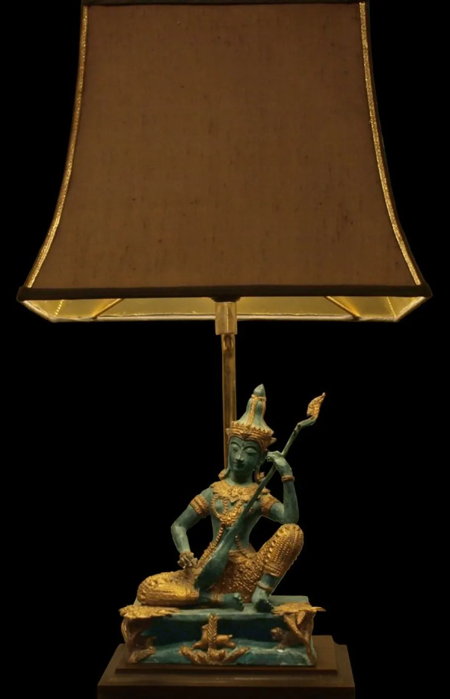 Discount Pamono Bronze Table Lamp of Prince Phra Aphai Man Playing Jakhee, Thailand, 1970s