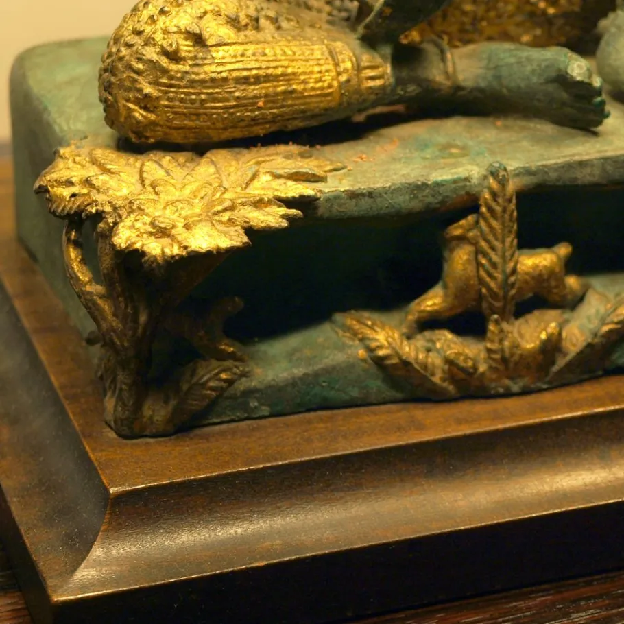 Discount Pamono Bronze Table Lamp of Prince Phra Aphai Man Playing Jakhee, Thailand, 1970s