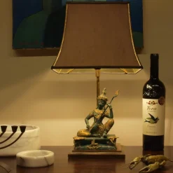 Discount Pamono Bronze Table Lamp of Prince Phra Aphai Man Playing Jakhee, Thailand, 1970s