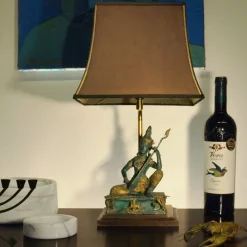 Discount Pamono Bronze Table Lamp of Prince Phra Aphai Man Playing Jakhee, Thailand, 1970s