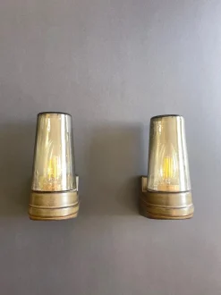 Online Pamono Brown Ceramic and Glass Sconces by Ifö, 1960s, Set of 2