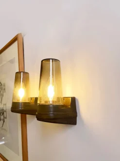 Online Pamono Brown Ceramic and Glass Sconces by Ifö, 1960s, Set of 2