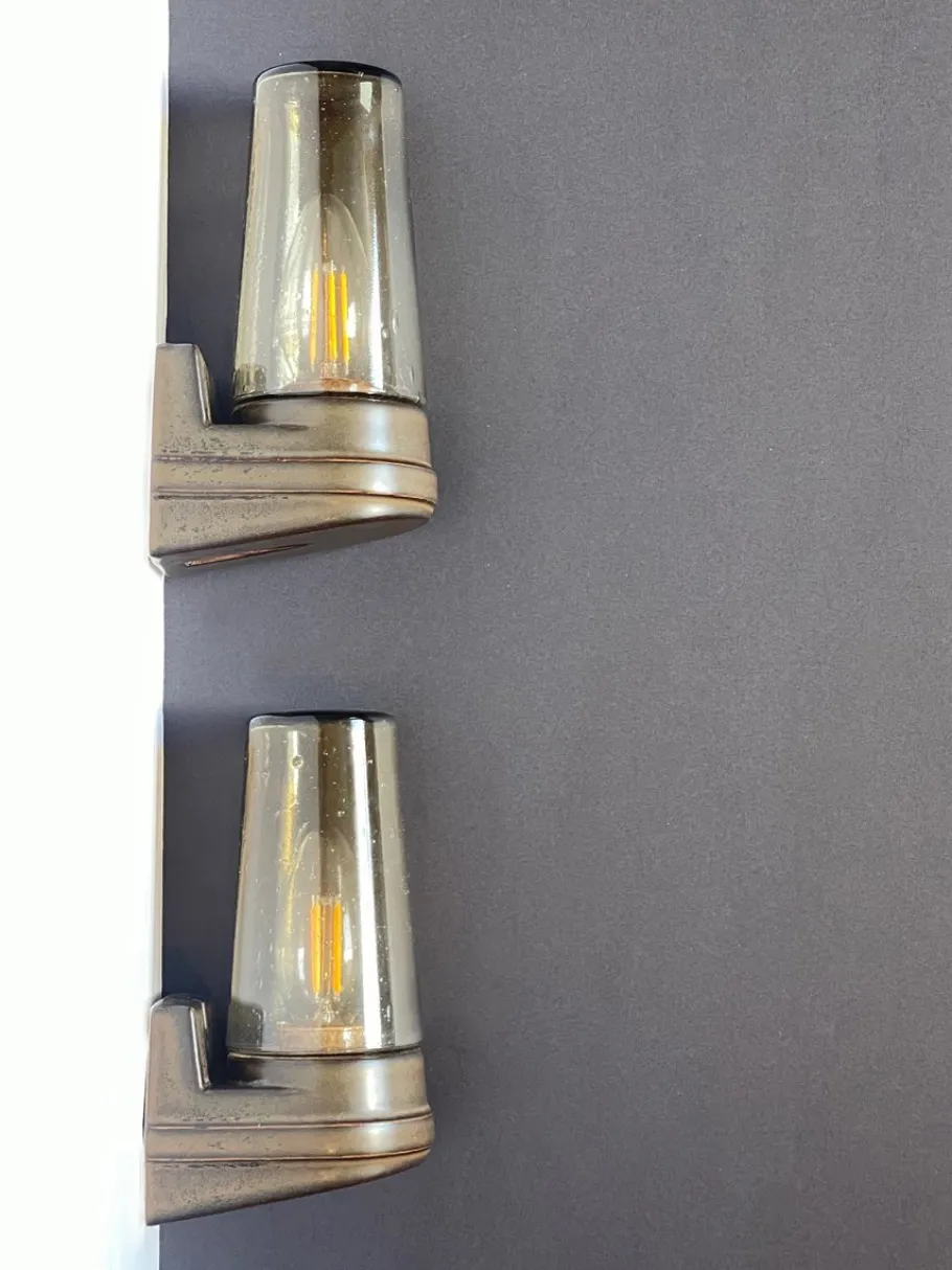 Online Pamono Brown Ceramic and Glass Sconces by Ifö, 1960s, Set of 2