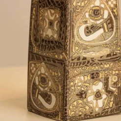 Online Pamono Brown-Beige Ceramic Floor or Table Lamps with Lampshades attributed to R. Houben, 1960s, Set of 2