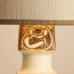 Online Pamono Brown-Beige Ceramic Floor or Table Lamps with Lampshades attributed to R. Houben, 1960s, Set of 2