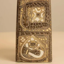 Online Pamono Brown-Beige Ceramic Floor or Table Lamps with Lampshades attributed to R. Houben, 1960s, Set of 2